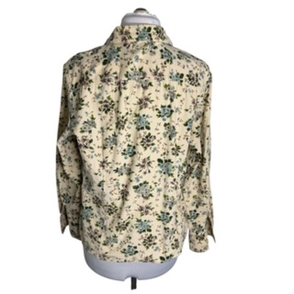 NWOT Liz Claiborne Long Sleeve Floral Button Down Corduroy Mini-Tucks Front Sz L - Picture 5 of 8